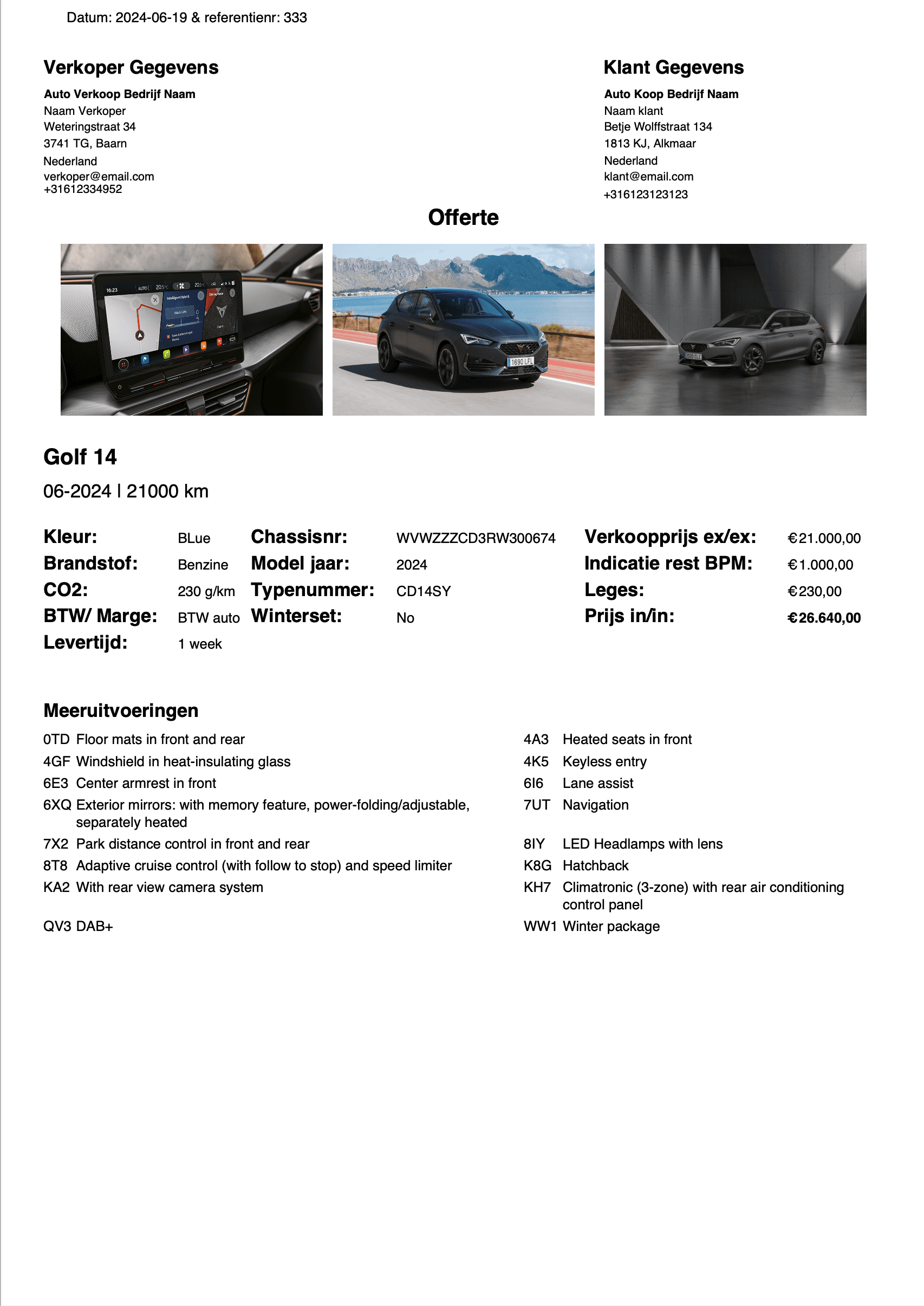 Gepersonaliseerde offerte PDF met klantgegevens